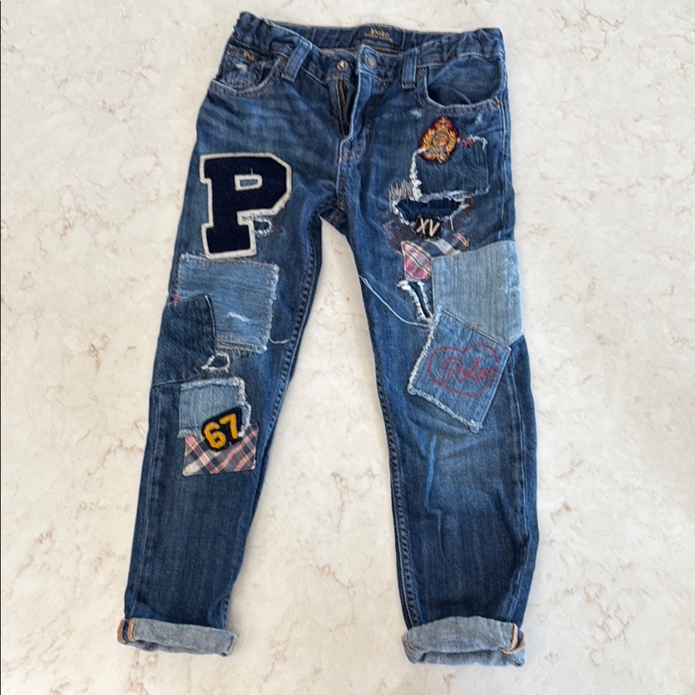 Polo by Ralph Lauren Blue Distressed Jeans with Patches